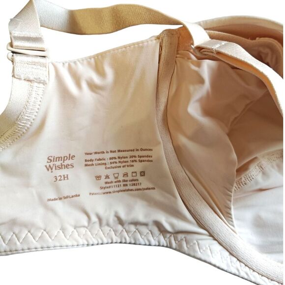 SIMPLE WISHES SuperMom Hands Free w/Fixed Padding 32H Nude Nursing Bra Maternity - Picture 6 of 7